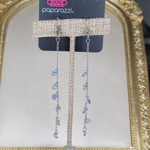 Paparazzi Silver Chain Earrings with Iridescent Accents